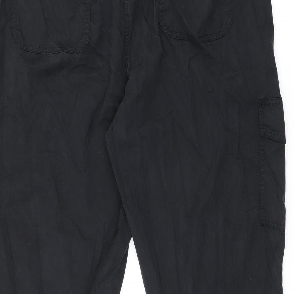 Marks and Spencer Womens Black Lyocell Cargo Trousers Size 20 L23 in Regular Zip