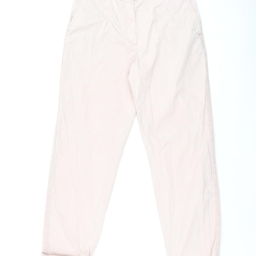Marks and Spencer Womens Pink Cotton Chino Trousers Size 8 L28 in Regular Zip