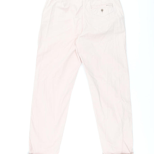 Marks and Spencer Womens Pink Cotton Chino Trousers Size 8 L28 in Regular Zip