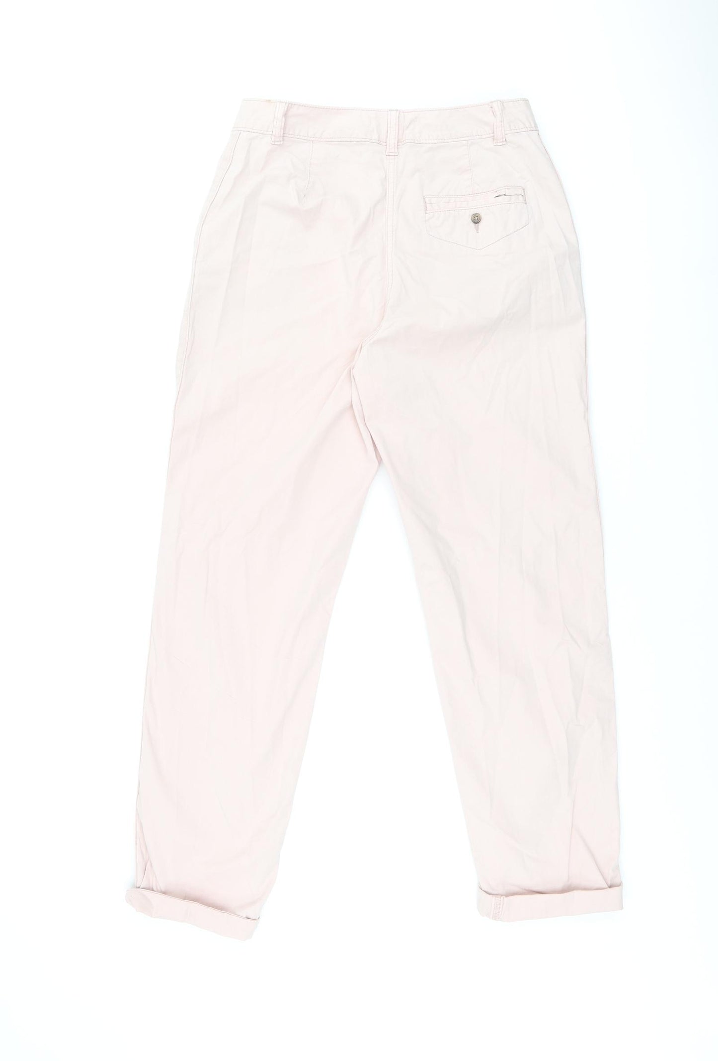 Marks and Spencer Womens Pink Cotton Chino Trousers Size 8 L28 in Regular Zip