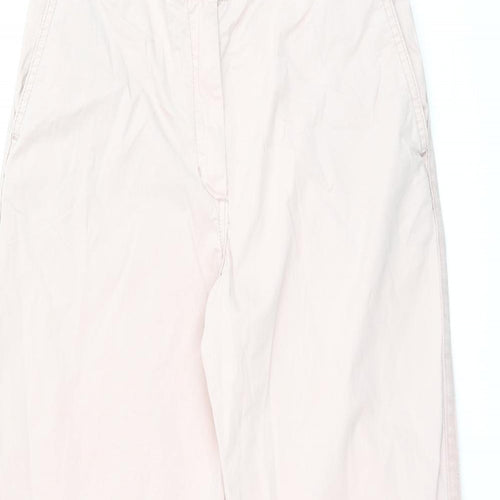 Marks and Spencer Womens Pink Cotton Chino Trousers Size 8 L28 in Regular Zip