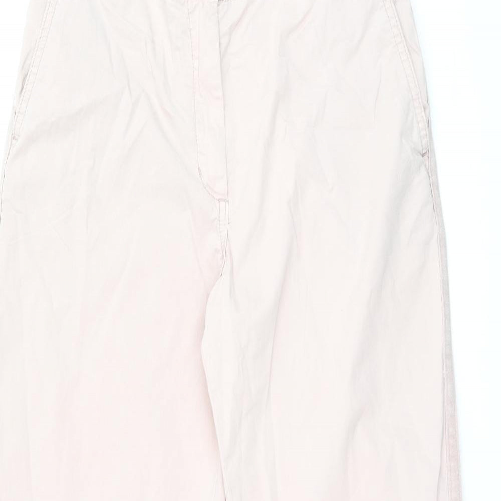 Marks and Spencer Womens Pink Cotton Chino Trousers Size 8 L28 in Regular Zip