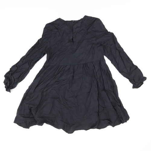Marks and Spencer Girls Black Viscose A-Line Size 10-11 Years V-Neck Button