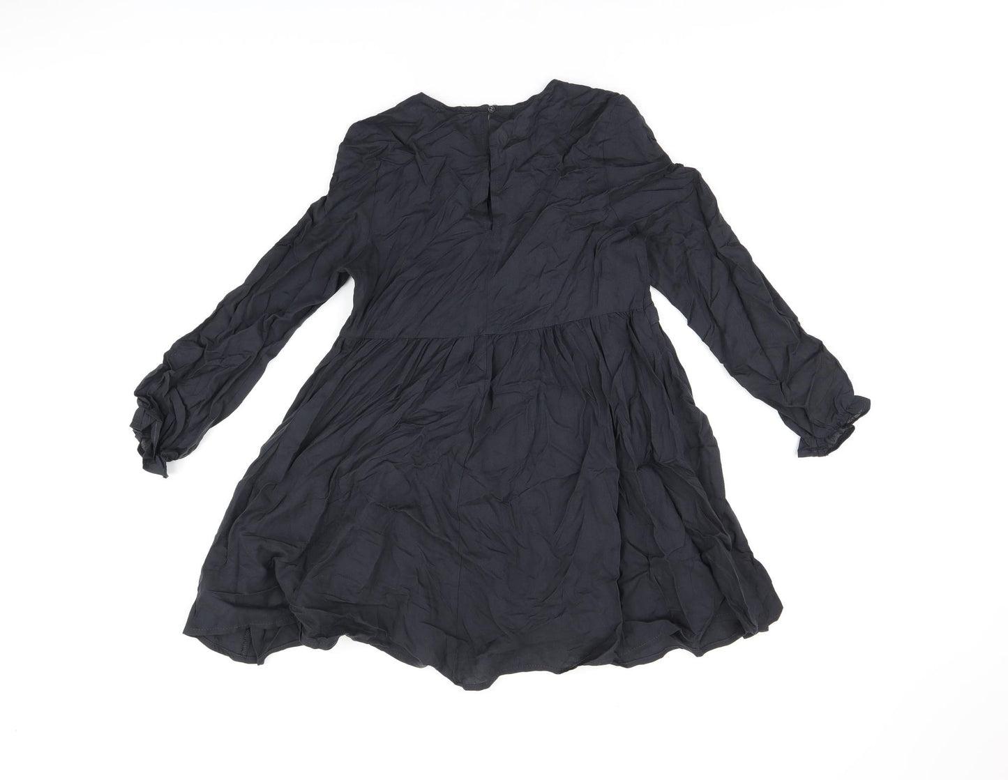 Marks and Spencer Girls Black Viscose A-Line Size 10-11 Years V-Neck Button