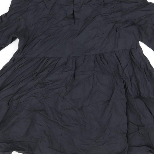 Marks and Spencer Girls Black Viscose A-Line Size 10-11 Years V-Neck Button