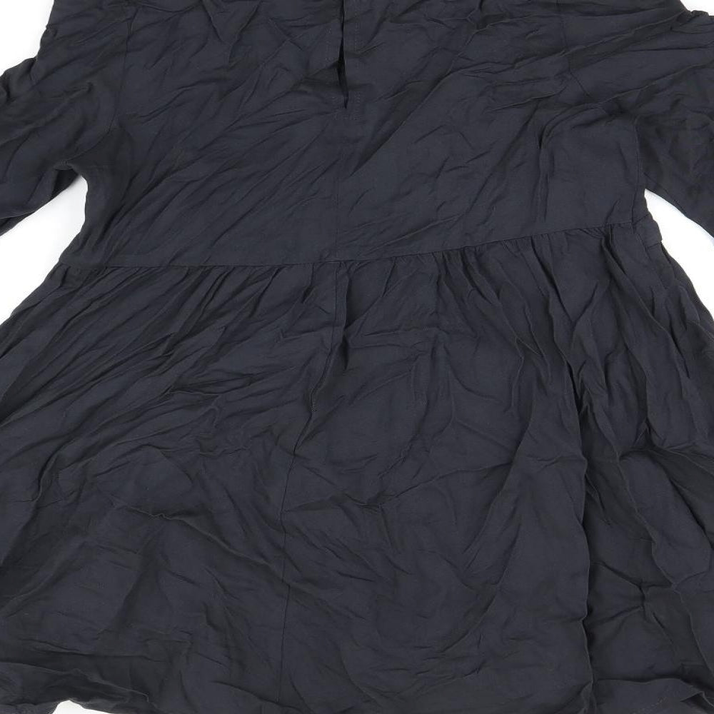 Marks and Spencer Girls Black Viscose A-Line Size 10-11 Years V-Neck Button