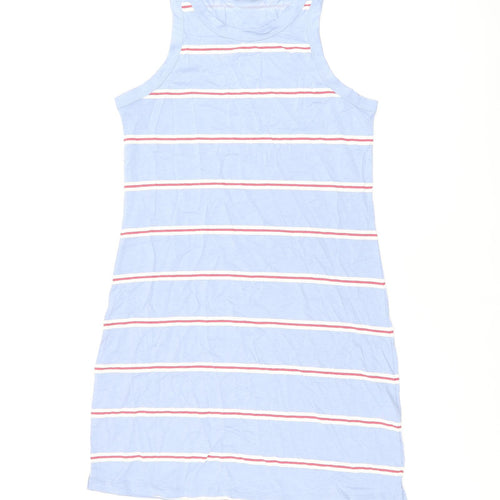 Marks and Spencer Womens Blue Striped Cotton Bodycon Size M Round Neck Pullover