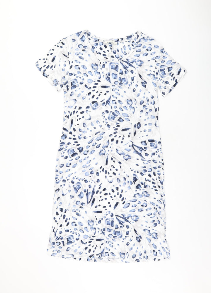 Marks and Spencer Womens White Geometric Cotton Top Dress Size XS