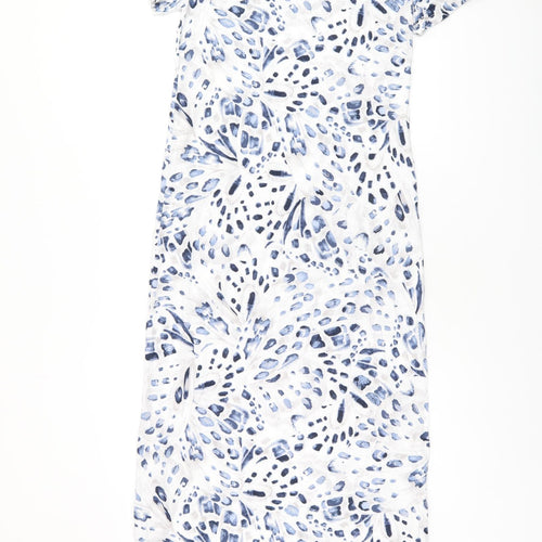 Marks and Spencer Womens White Geometric Cotton Top Dress Size XS