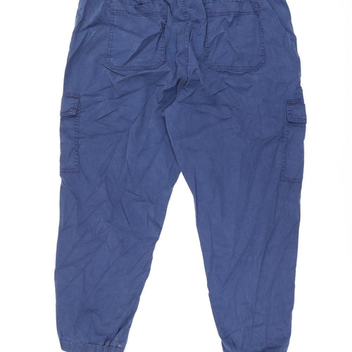 Marks and Spencer Womens Blue Lyocell Cargo Trousers Size 20 L27 in Regular Zip