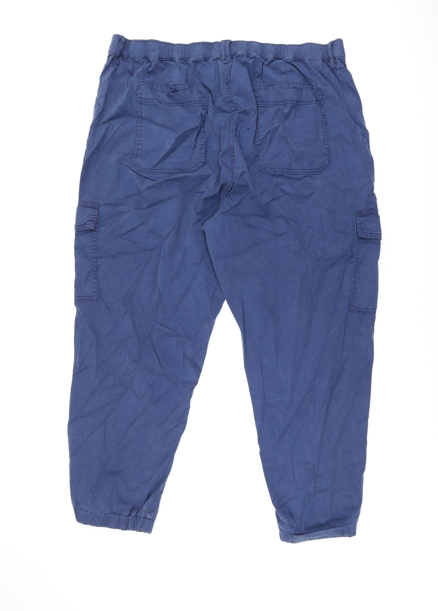 Marks and Spencer Womens Blue Lyocell Cargo Trousers Size 20 L27 in Regular Zip