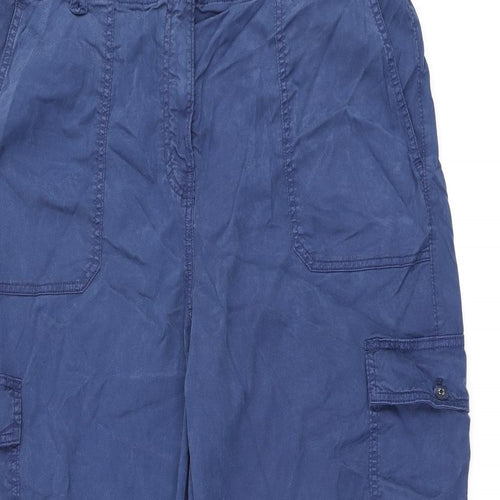Marks and Spencer Womens Blue Lyocell Cargo Trousers Size 20 L27 in Regular Zip