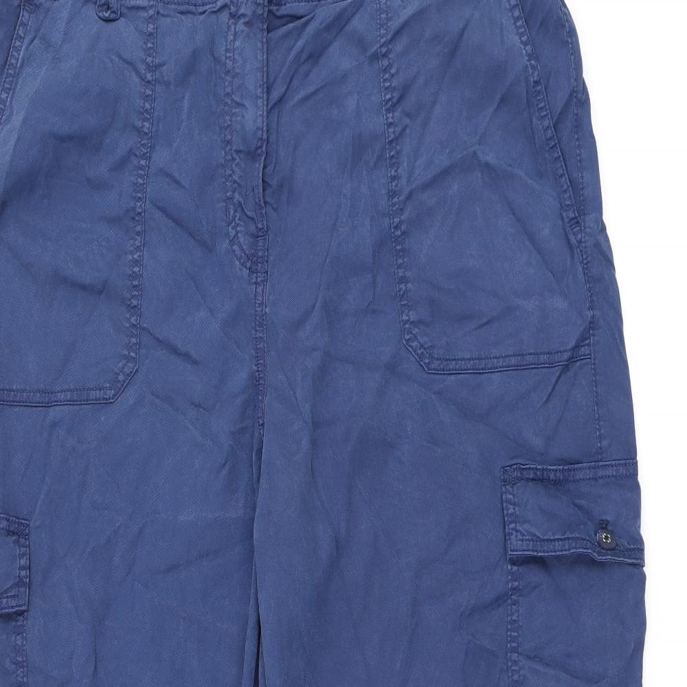 Marks and Spencer Womens Blue Lyocell Cargo Trousers Size 20 L27 in Regular Zip