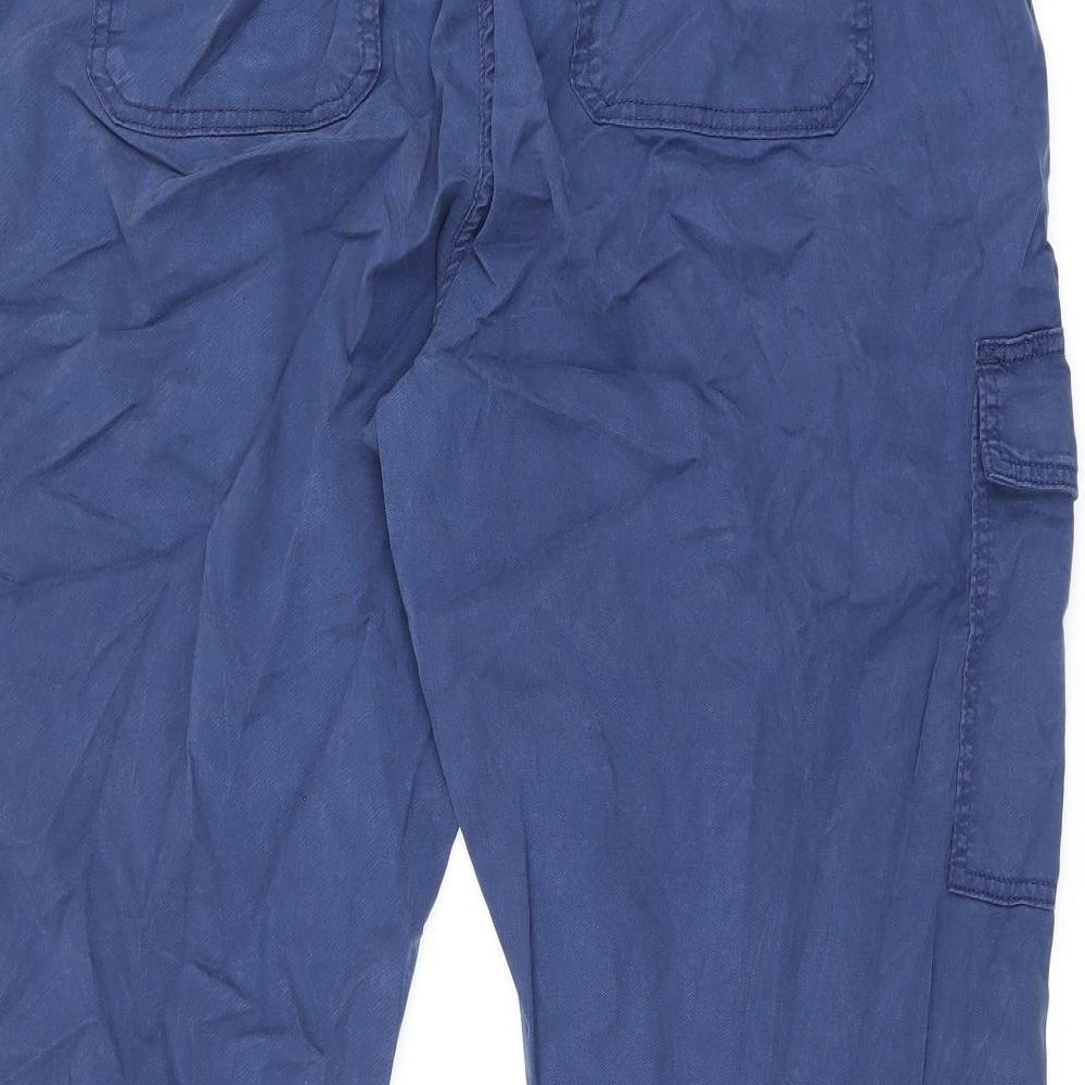 Marks and Spencer Womens Blue Lyocell Cargo Trousers Size 20 L27 in Regular Zip