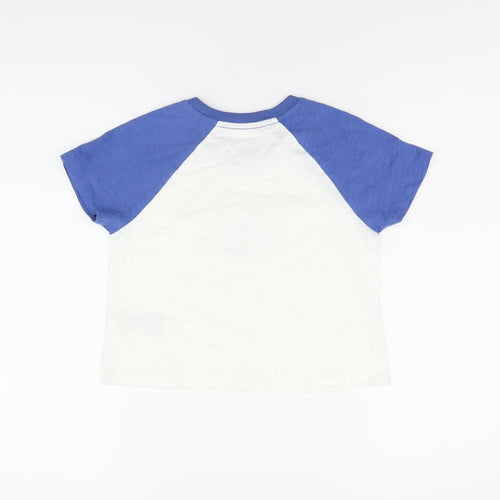 Marks and Spencer Boys White Cotton Basic T-Shirt Size 8-9 Years Round Neck Pullover - New York