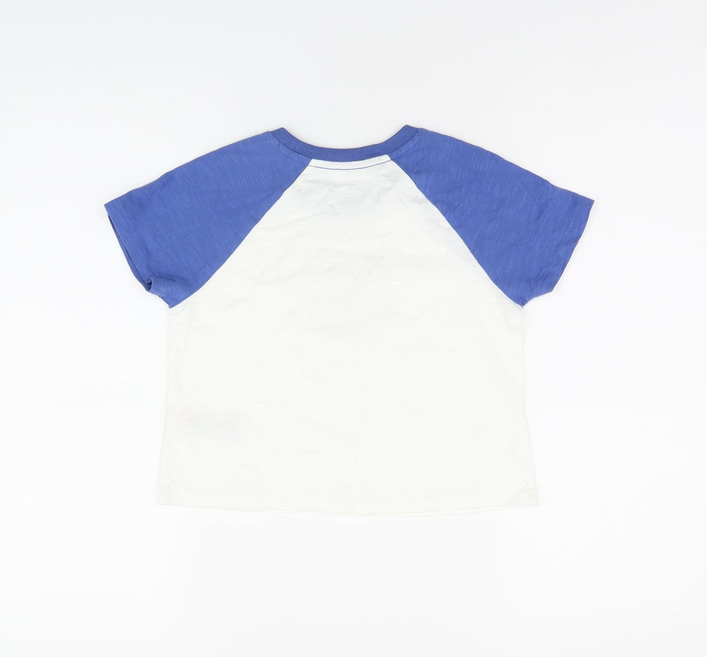 Marks and Spencer Boys White Cotton Basic T-Shirt Size 8-9 Years Round Neck Pullover - New York