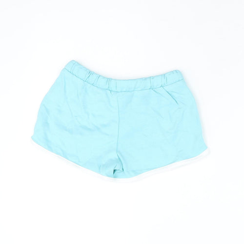 Marks and Spencer Girls Blue Cotton Sweat Shorts Size 5-6 Years Regular Drawstring - Ice Lolly Print