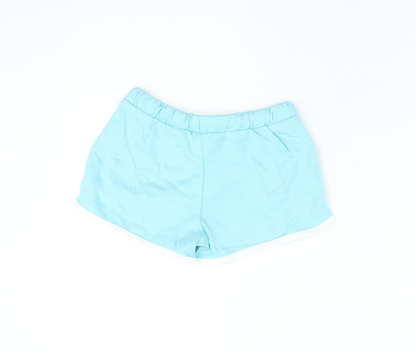 Marks and Spencer Girls Blue Cotton Sweat Shorts Size 5-6 Years Regular Drawstring - Ice Lolly Print