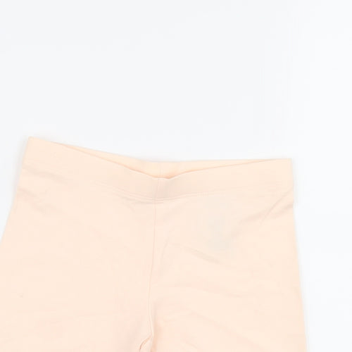 Marks and Spencer Girls Pink Cotton Biker Shorts Size 4-5 Years Regular