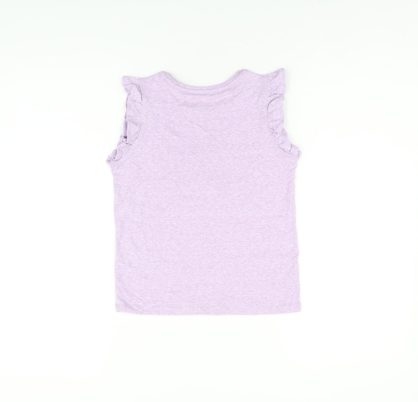 Marks and Spencer Girls Purple Polyester Basic T-Shirt Size 6-7 Years Round Neck Pullover