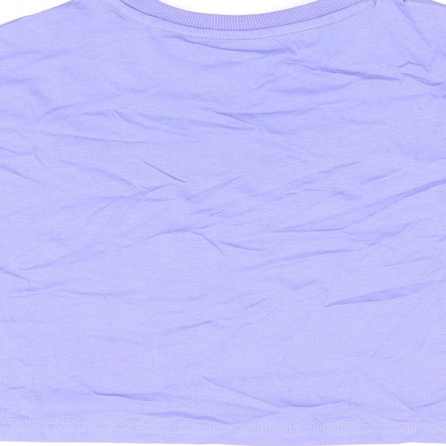 Marks and Spencer Girls Purple Cotton Basic T-Shirt Size 6-7 Years Round Neck Pullover - Peace Love Happiness