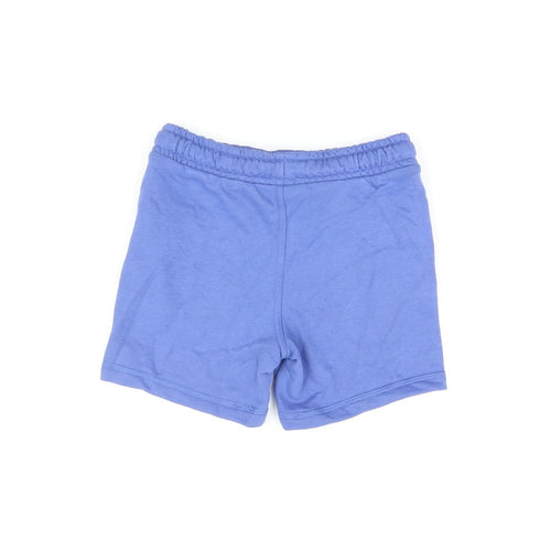 Marks and Spencer Boys Blue Cotton Sweat Shorts Size 4-5 Years Regular Drawstring