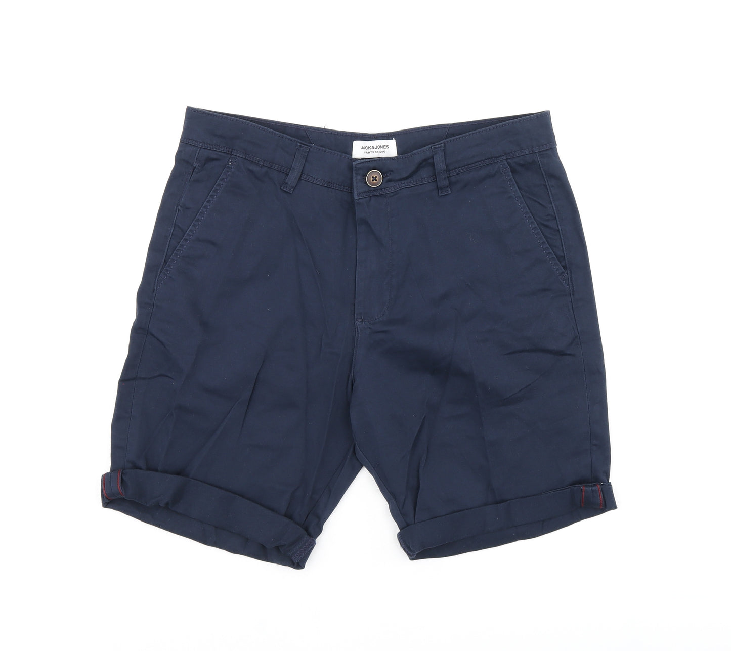 JACK & JONES Mens Blue Cotton Chino Shorts Size M L7 in Regular Zip