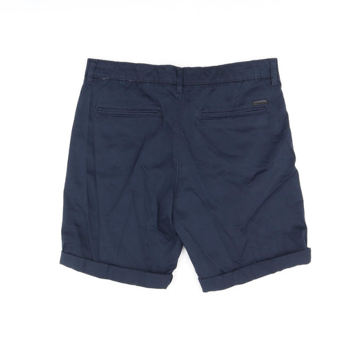 JACK & JONES Mens Blue Cotton Chino Shorts Size M L7 in Regular Zip