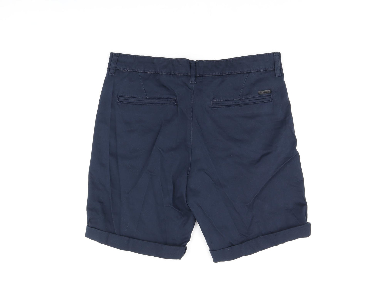 JACK & JONES Mens Blue Cotton Chino Shorts Size M L7 in Regular Zip