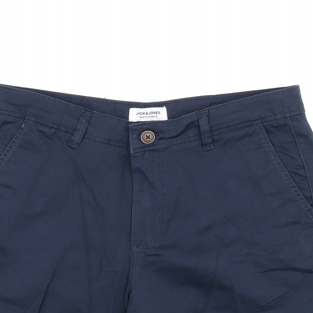 JACK & JONES Mens Blue Cotton Chino Shorts Size M L7 in Regular Zip