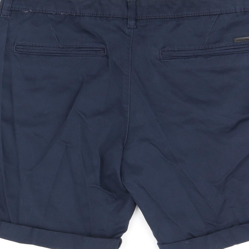JACK & JONES Mens Blue Cotton Chino Shorts Size M L7 in Regular Zip