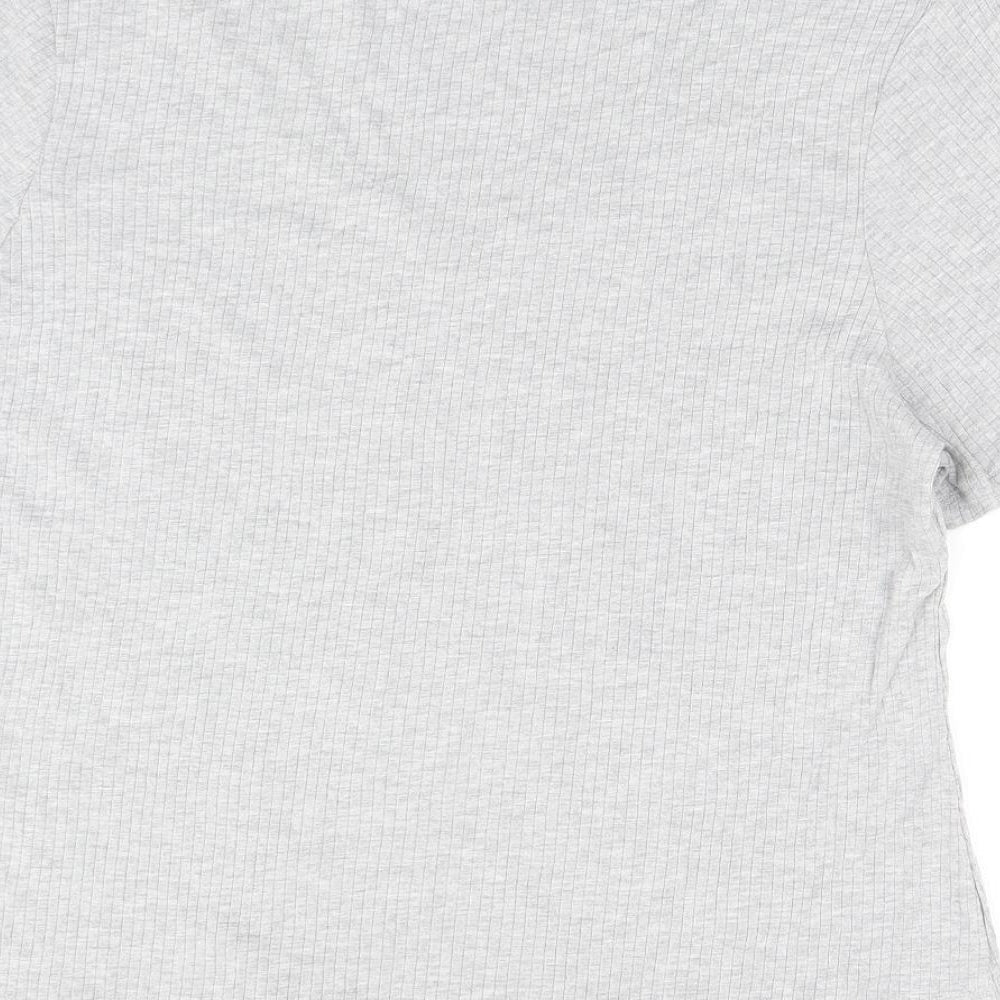 Marks and Spencer Womens Grey Cotton Basic T-Shirt Size XL V-Neck