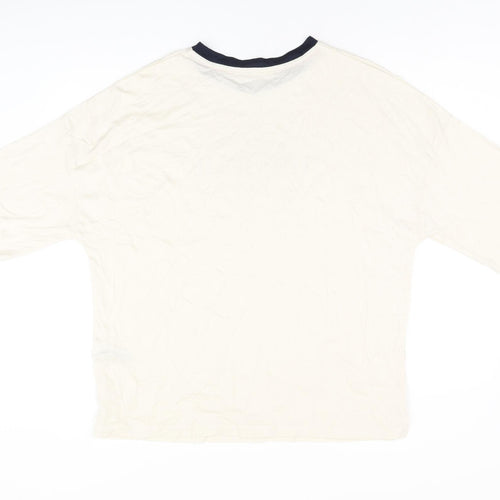 Marks and Spencer Womens Ivory Cotton Basic T-Shirt Size L Round Neck - Tres Jolie