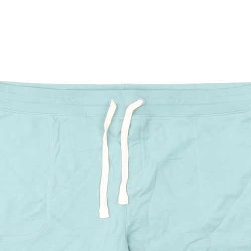 Marks and Spencer Mens Green Cotton Sweat Shorts Size 3XL L8 in Regular Drawstring