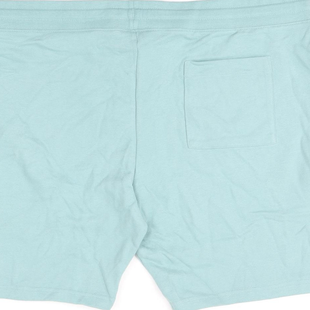Marks and Spencer Mens Green Cotton Sweat Shorts Size 3XL L8 in Regular Drawstring