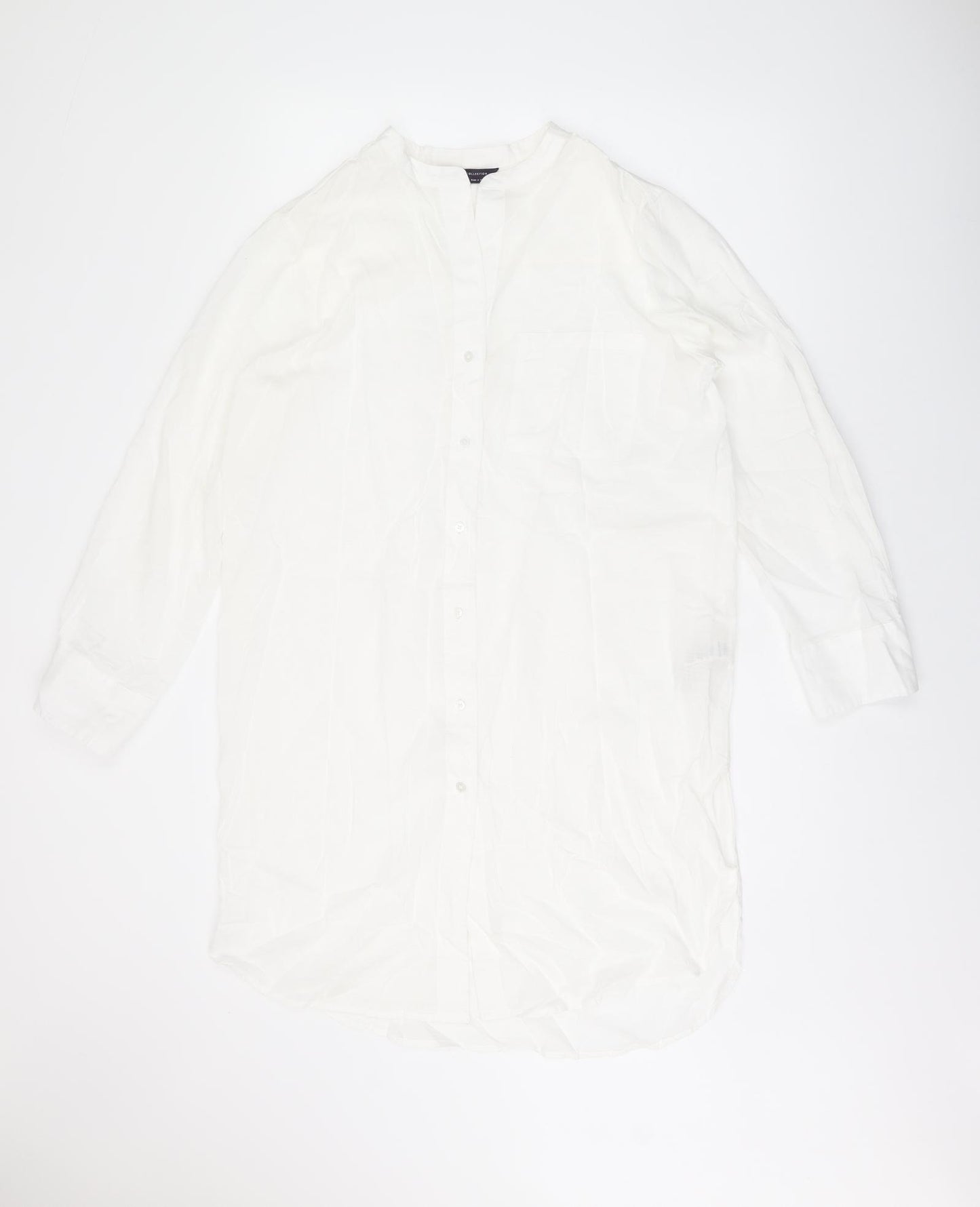 Marks and Spencer Womens White Cotton Shirt Dress Size M V-Neck Button