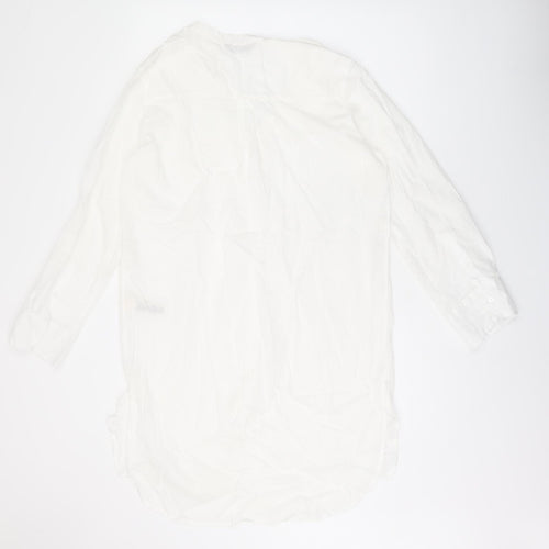 Marks and Spencer Womens White Cotton Shirt Dress Size M V-Neck Button