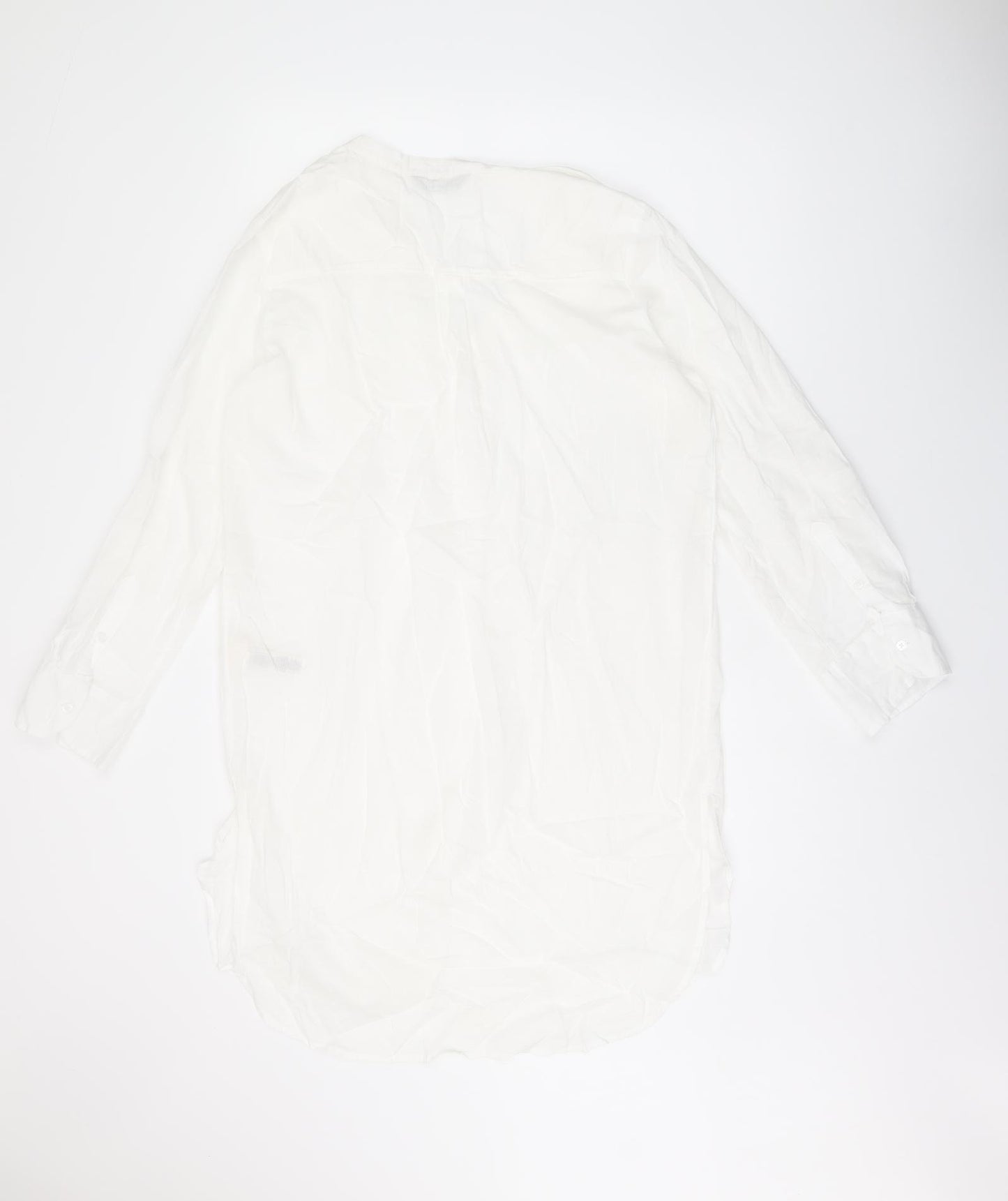 Marks and Spencer Womens White Cotton Shirt Dress Size M V-Neck Button