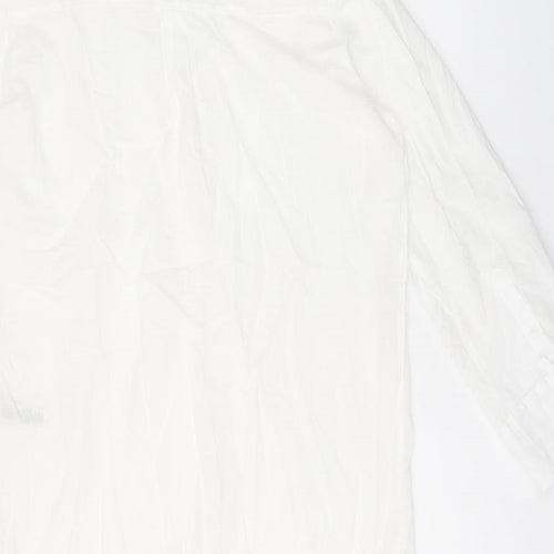 Marks and Spencer Womens White Cotton Shirt Dress Size M V-Neck Button