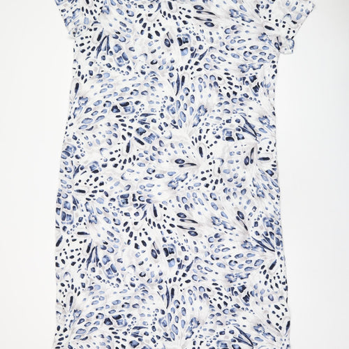 Marks and Spencer Womens White Geometric Cotton Shift Size XL Round Neck Pullover