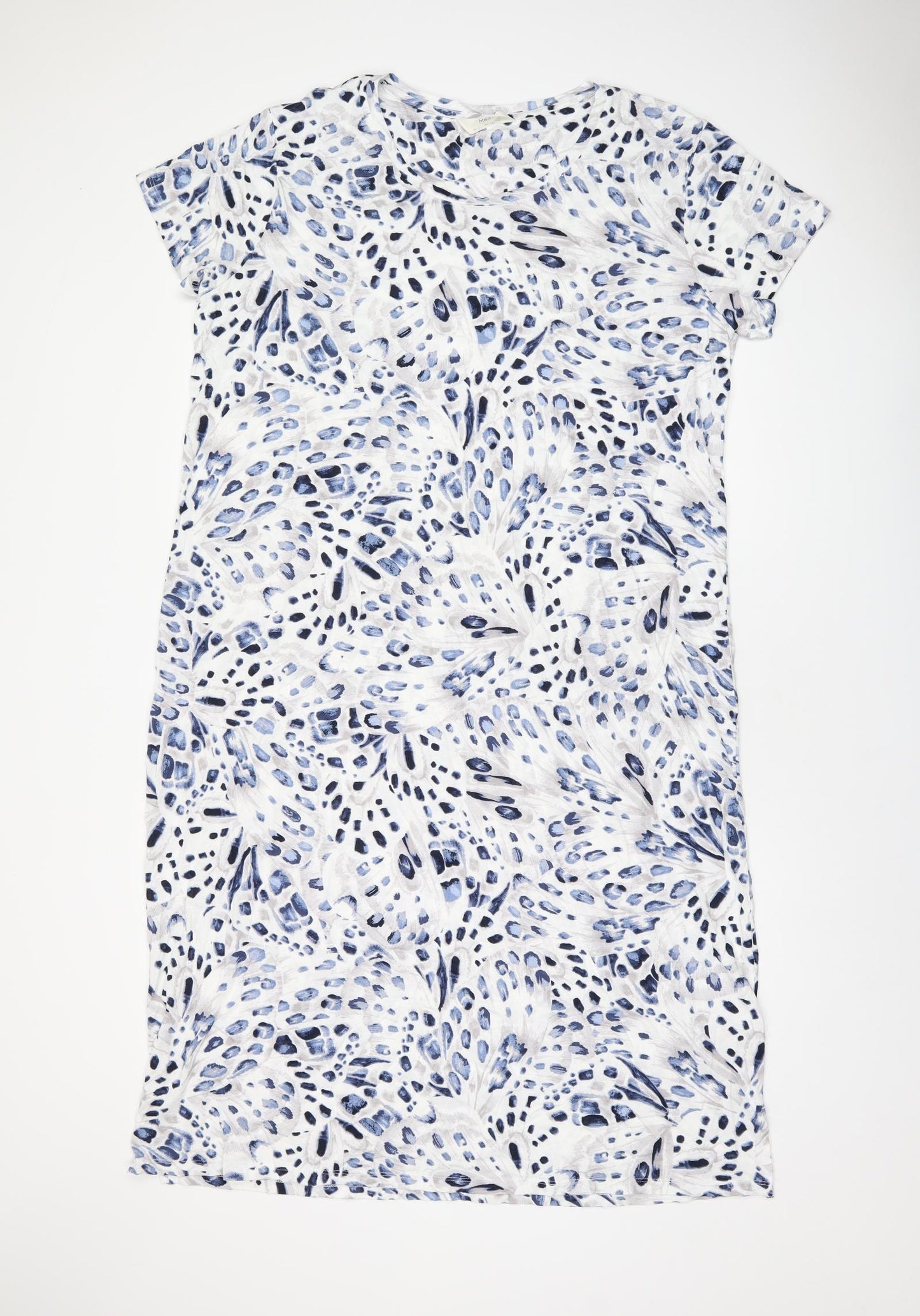 Marks and Spencer Womens White Geometric Cotton Shift Size XL Round Neck Pullover
