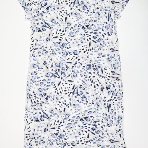 Marks and Spencer Womens White Geometric Cotton Shift Size XL Round Neck Pullover