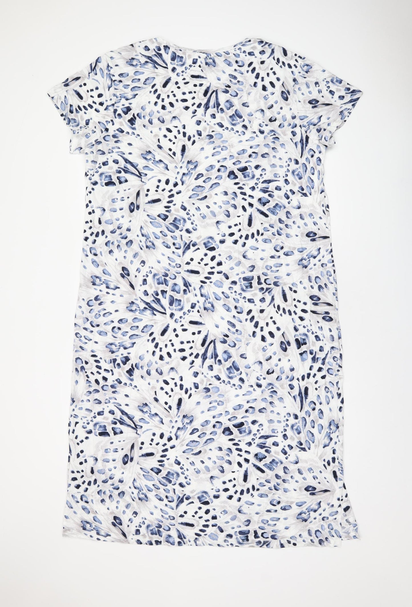 Marks and Spencer Womens White Geometric Cotton Shift Size XL Round Neck Pullover