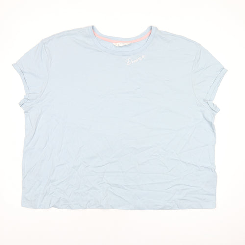 Marks and Spencer Womens Blue Solid Cotton Top Pyjama Top Size 2XL - Dreamer
