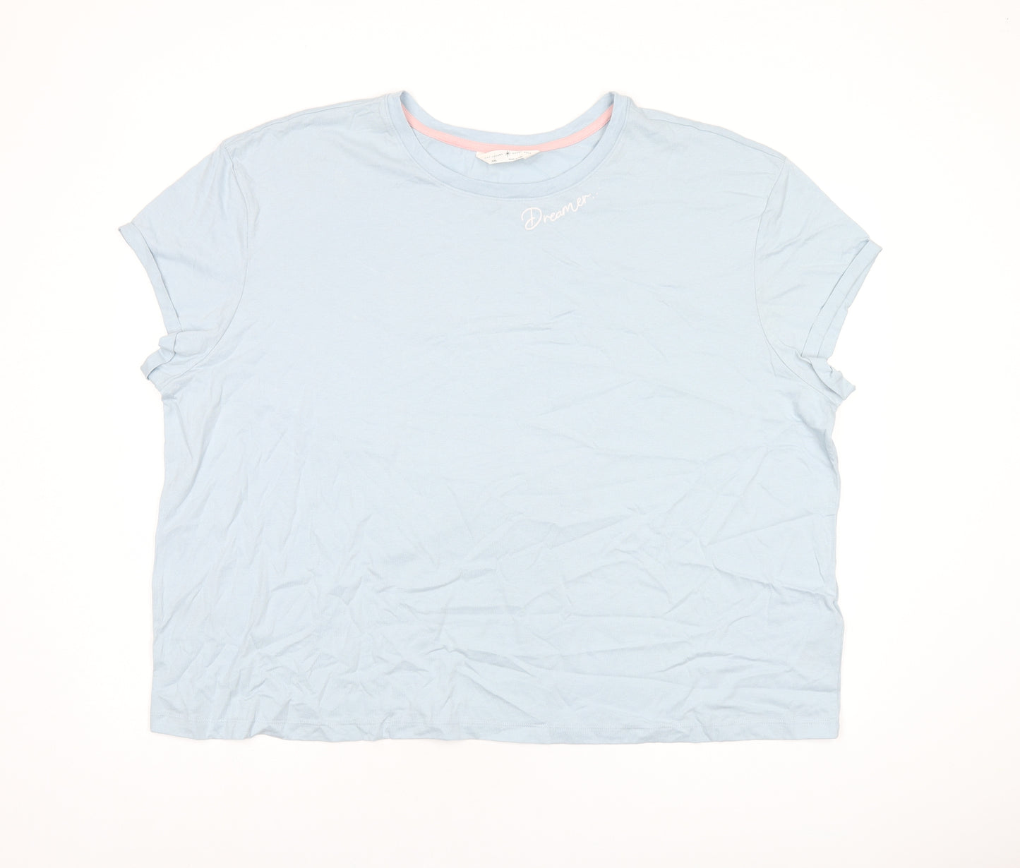 Marks and Spencer Womens Blue Solid Cotton Top Pyjama Top Size 2XL - Dreamer
