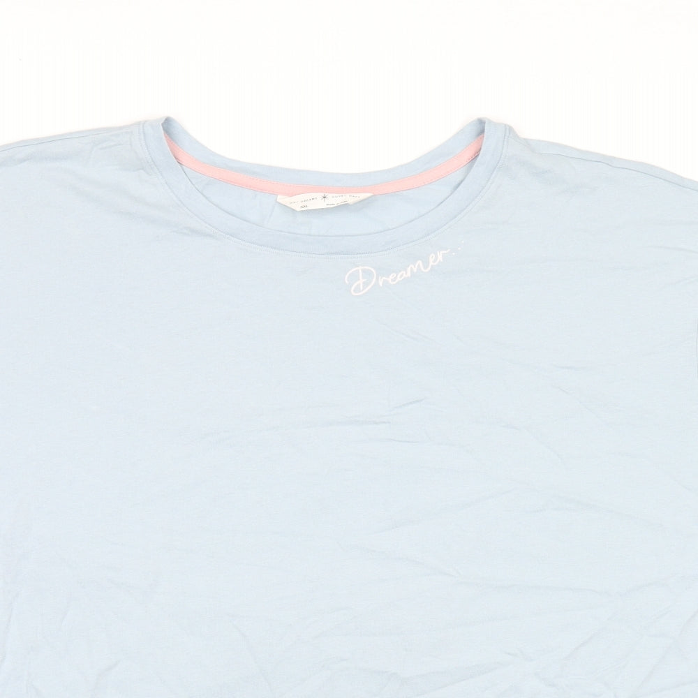 Marks and Spencer Womens Blue Solid Cotton Top Pyjama Top Size 2XL - Dreamer