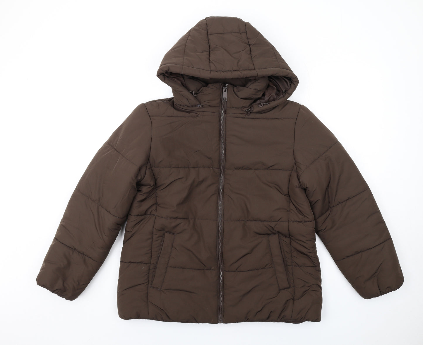 Marks and Spencer Womens Brown Puffer Jacket Coat Size 14 Zip