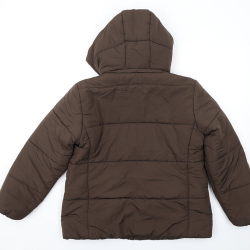 Marks and Spencer Womens Brown Puffer Jacket Coat Size 14 Zip