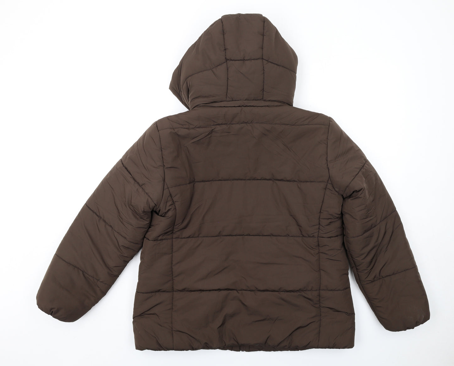 Marks and Spencer Womens Brown Puffer Jacket Coat Size 14 Zip
