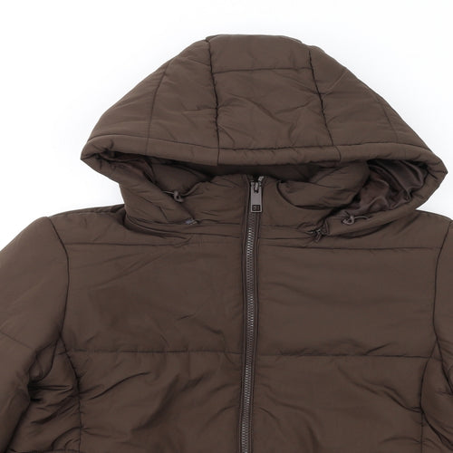 Marks and Spencer Womens Brown Puffer Jacket Coat Size 14 Zip